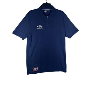 Umbro Navy Blue Quarter Zip Polo Shirt Training Men's XL Soccer Tight‎ Fit